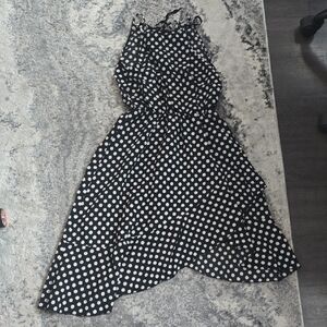 Polka Dot Midi Dress - Black and White